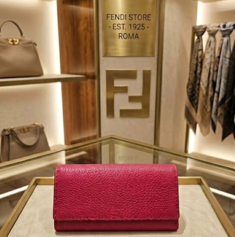 Fendi Pink And Orange Leather Wallet